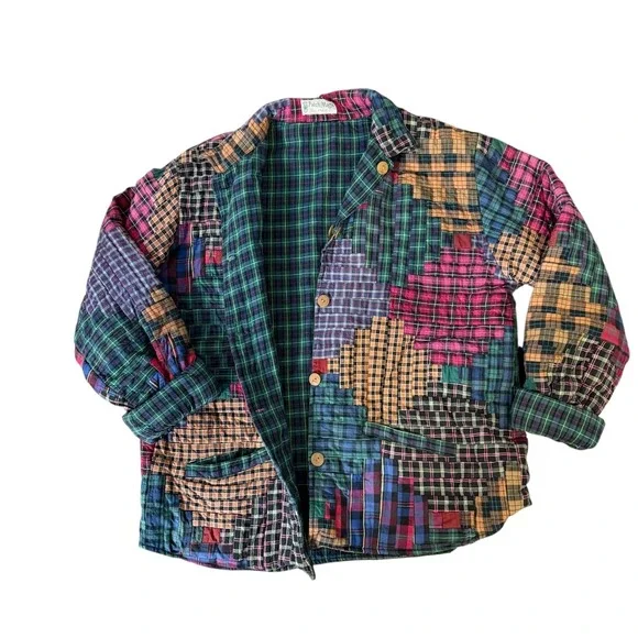 Patch Magic Quilted Plaid Insulated Reversible Button Up Jacket Women's MED - Picture 14 of 14